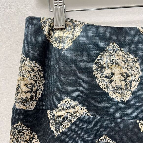 Pauw Amsterdam Pleated Blue Copper Abstract Pencil Midi Women’s 2 Silk Zipper - Picture 3 of 8